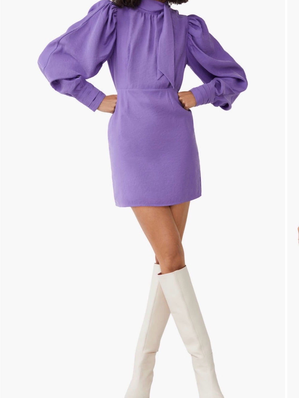 & Other Stories Tie Neck Long Sleeve Mini
